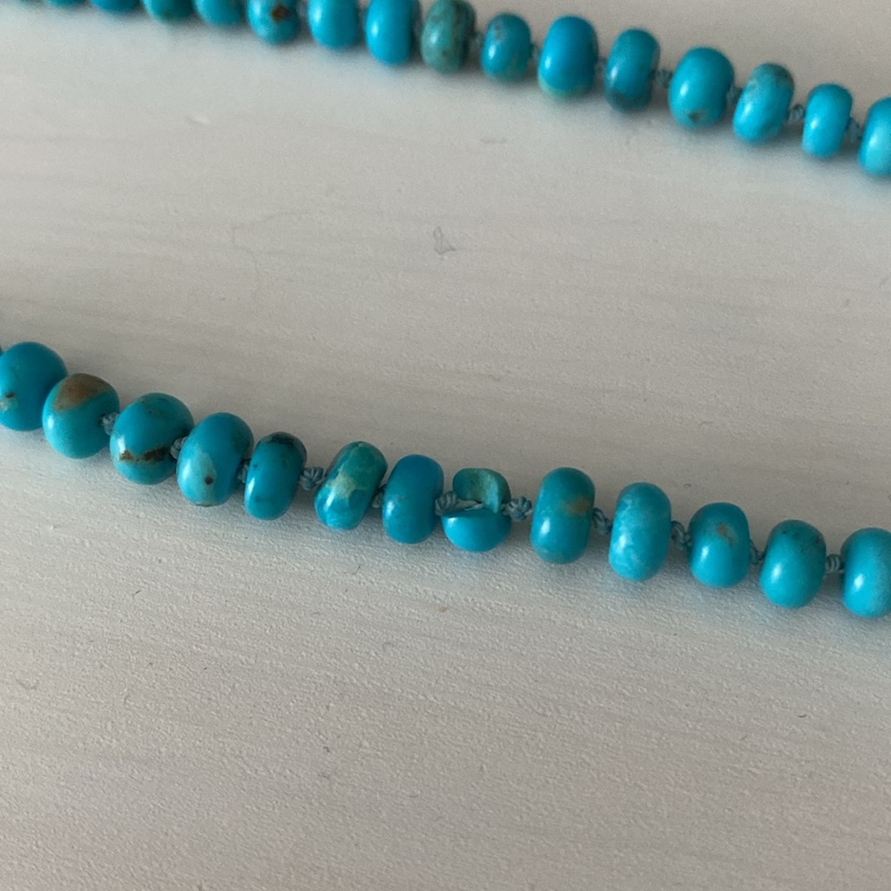 Turquoise Bead Necklace with Silk Thread Hand Knotted - Picture 7 of 8